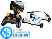 Simulus 2in1-Quadrocopter/Auto, Kamera, Fernsteuerung, WLAN(Versandrückläufer); Faltbarer WiFi-Quadrocopter mit HD-Kameras, Ferngesteuerte Mini-Helikopter 