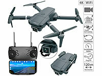 Simulus Faltbare WLAN-Drohne mit Brushless-Motor, interp. 4K-Live-View-Kamera; Faltbarer WiFi-Quadrocopter mit HD-Kameras, Ferngesteuerte Mini-Helikopter 