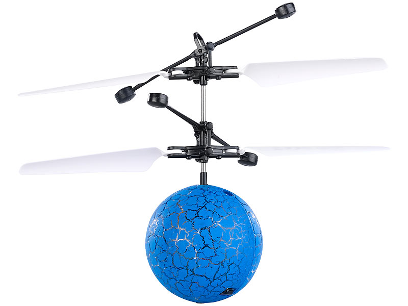 Simulus Selbstfliegender Hubschrauber-Ball mit bunter LED-Beleuchtung blau